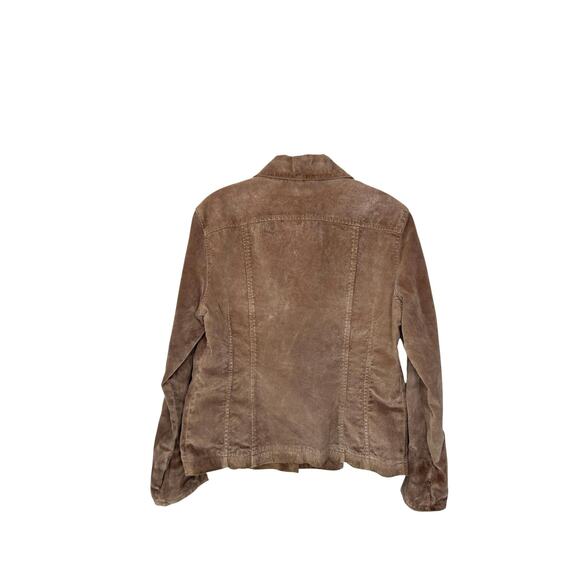 Live A Little‎ Leather Jacket Brown Suede Button Up Y2K Vintage Large Petite - Picture 9 of 12